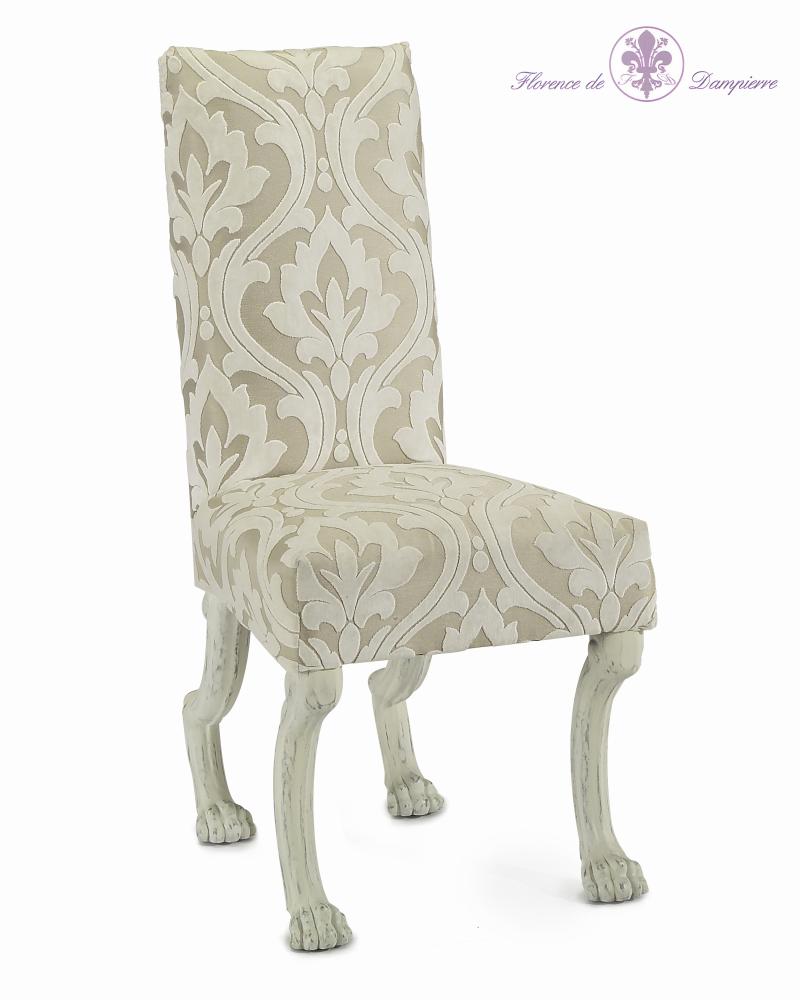 Gaston Side Chair Available only in V30 Rubbed White Finish Seat Height 21".   Animal Imagery Go
